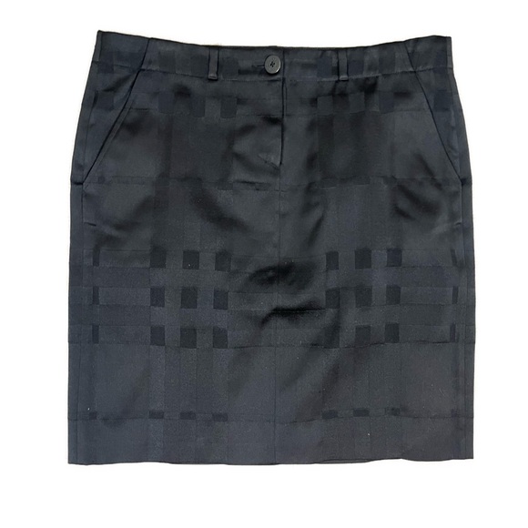 Burberry Women’s Black On Black Novacheck Career Pencil Skirt- Size 12 - Picture 1 of 7